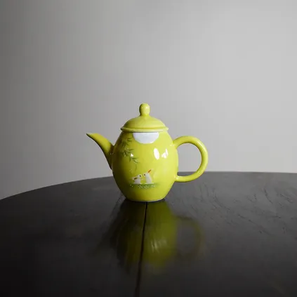  |玉兔望月粉彩手绘小茶壶陶瓷壶泡茶办公室一人喝小茶壶功夫茶具